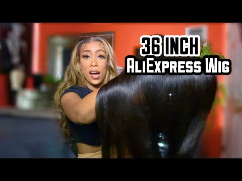 CHEAP 36 INCH 210% DENSITY STRAIGHT WIG | ALIEXPRESS WIG REVIEW & UNBOXING | HOHO OFFICIAL STORE