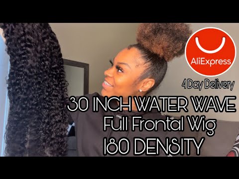 CHEAP AliExpress Full Lace Front WATER Wave 30 INCH Wig Unboxing Review