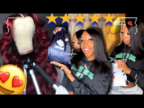 THE BEST AFFORDABLE ALIEXPRESS BURGUNDY WIG ⭐️ | REMY BLUE REVIEW (MUST HAVE)