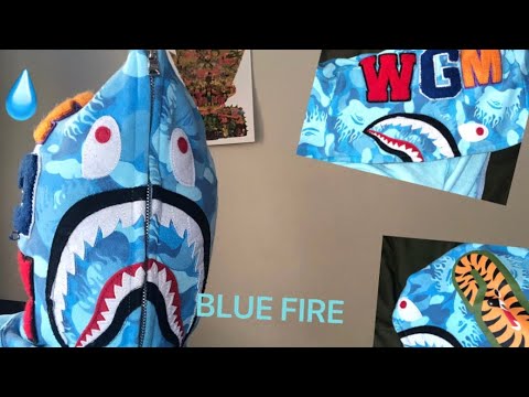 FAKE BAPE Fire Camo Shark Full ZIP Hoodie Blue review/Try-on |WGM BAPE HOODIE | BAPE HOODIE REVIEW!