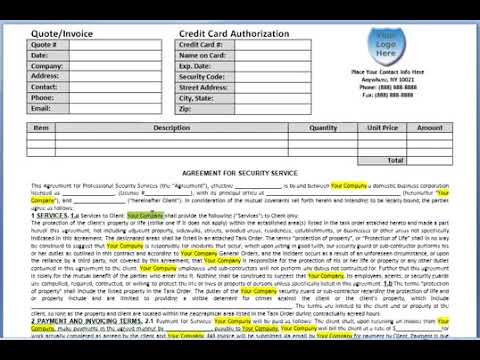 Quote Invoice Contract Credit Card Authorization Form